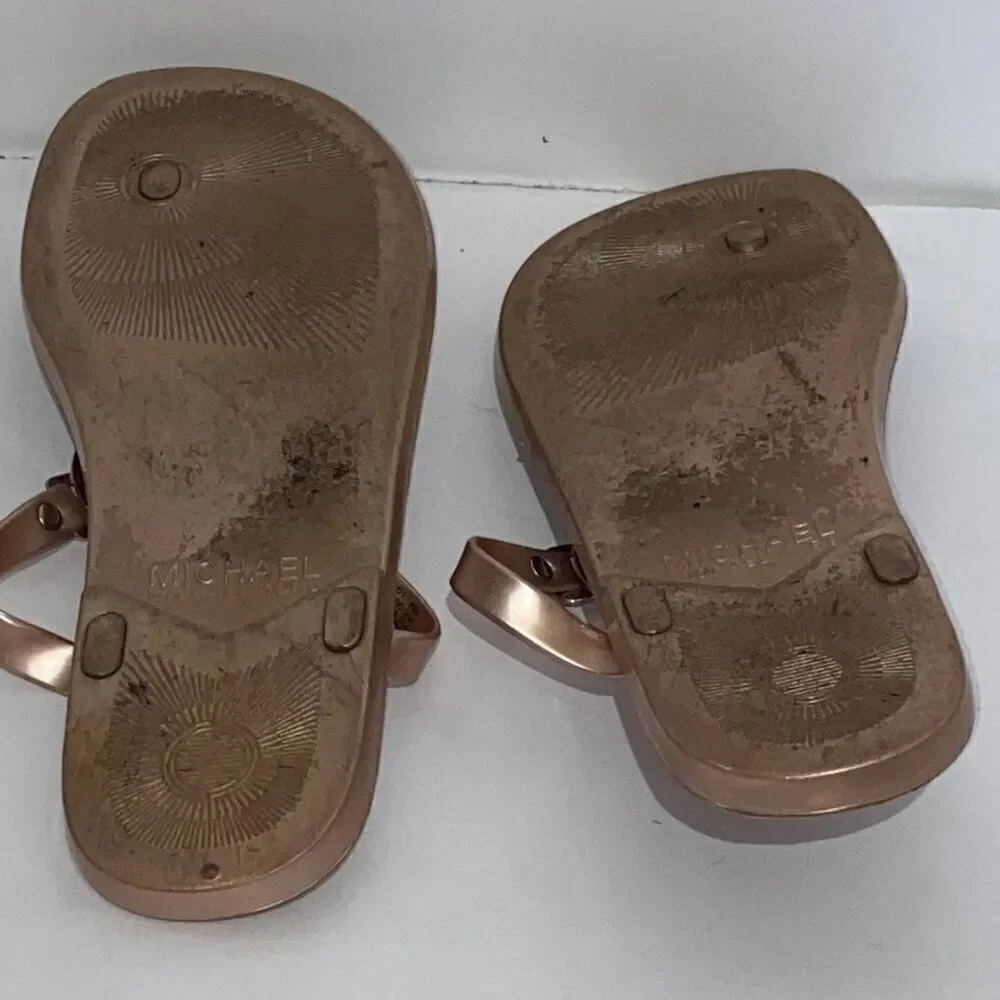 Michael Kors Women's Sable MK Charm Jelly PVC Cork Flip Flop Sandals Size 10M‎